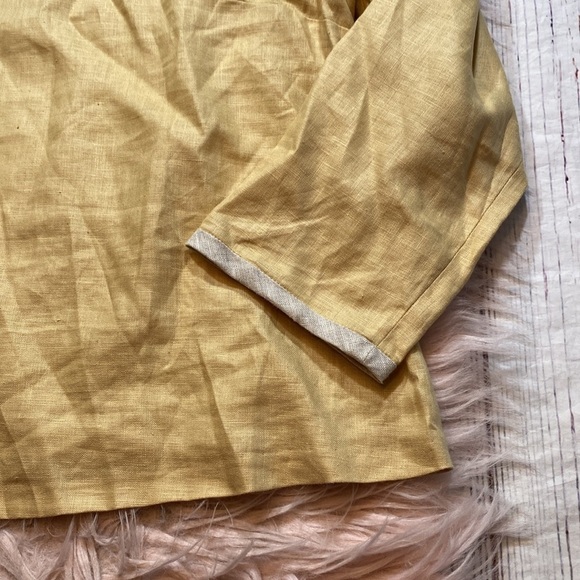 GUM TREE FARM Linen Yellow Top sz M - Picture 4 of 8